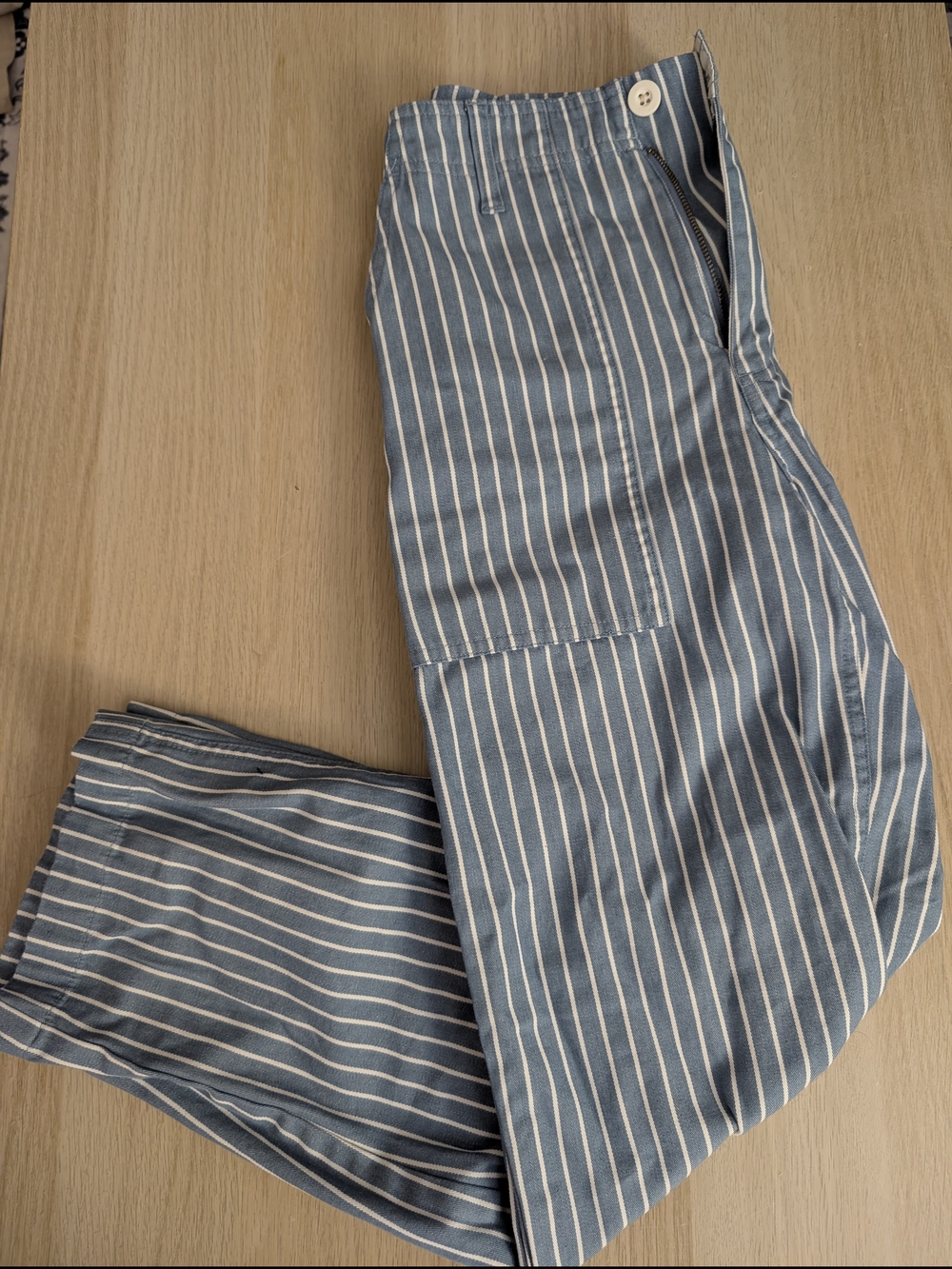 Brixton Blue and White Vertical-Striped Pants